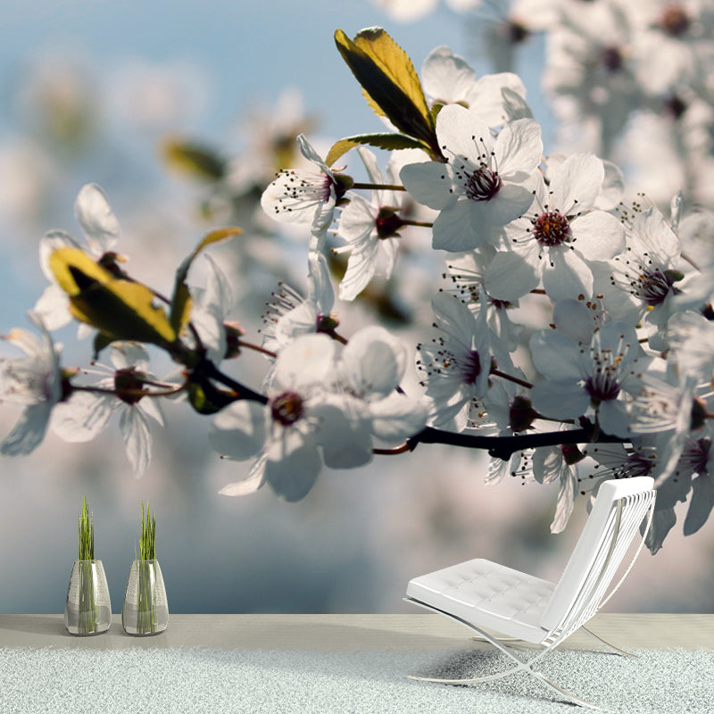 Flower Wall Mural for Sleeping Room Gust Room Water Resistant, Custom Size Available