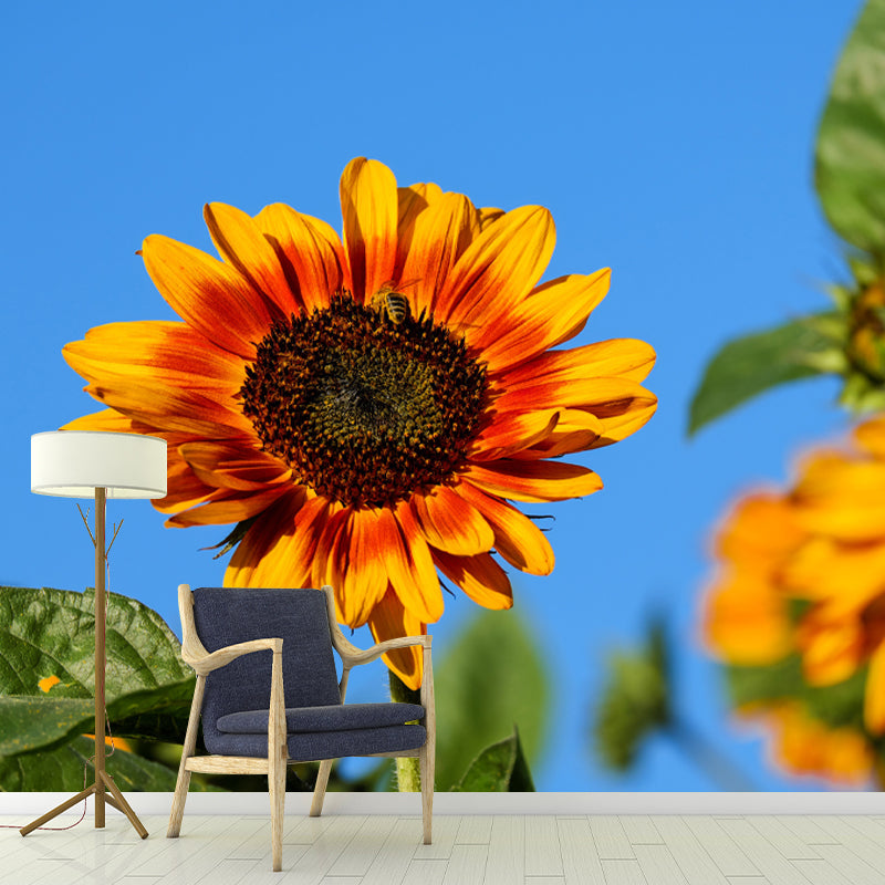Yellow Sunflower Simple Mural for Bedroom Water Resistant, Made to Measure