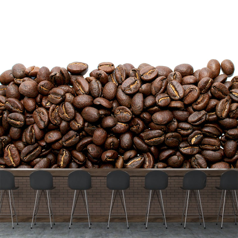 Coffee Beans Mural Photography Horizontal Dark Color Wall Covering for Coffee Shop