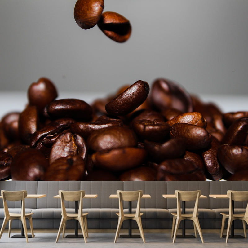 Customized Coffee Beans Mural Dark Color Mildew Resistant Wallpaper for Coffee Shop