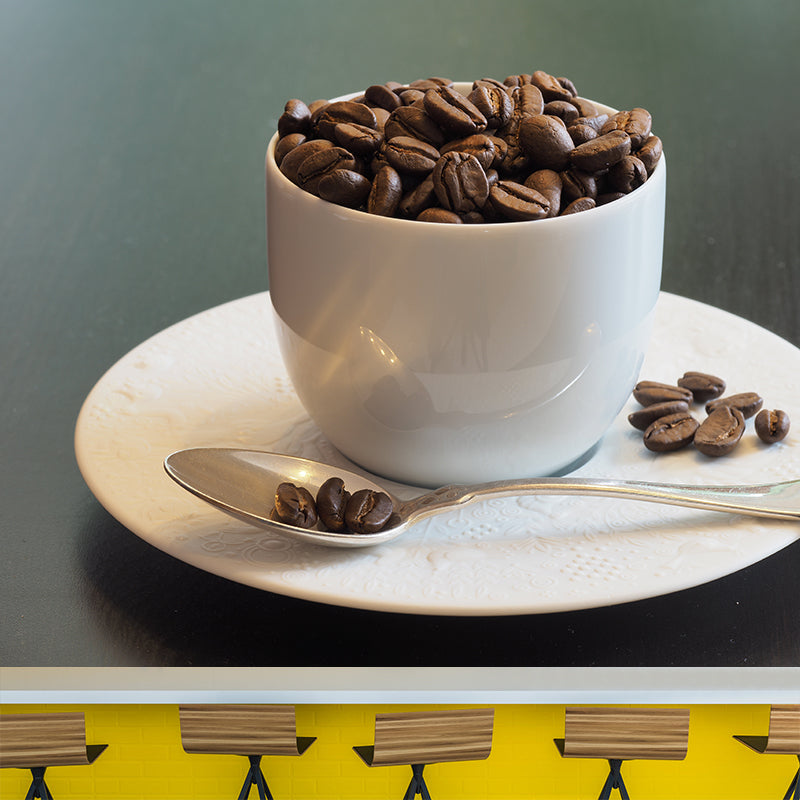 Dunkle Farbkaffeebohnen-Wandfotografie, horizontale Wandverkleidung für Café