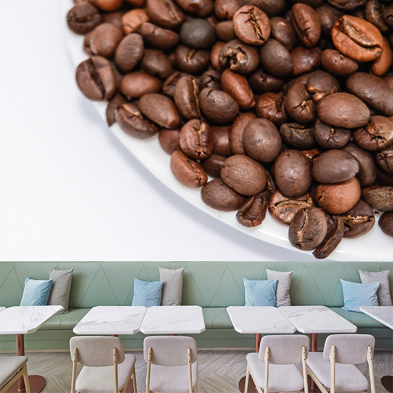 Customized Photography Coffee Beans Mural Mildew Resistant Wallpaper for Coffee Shop