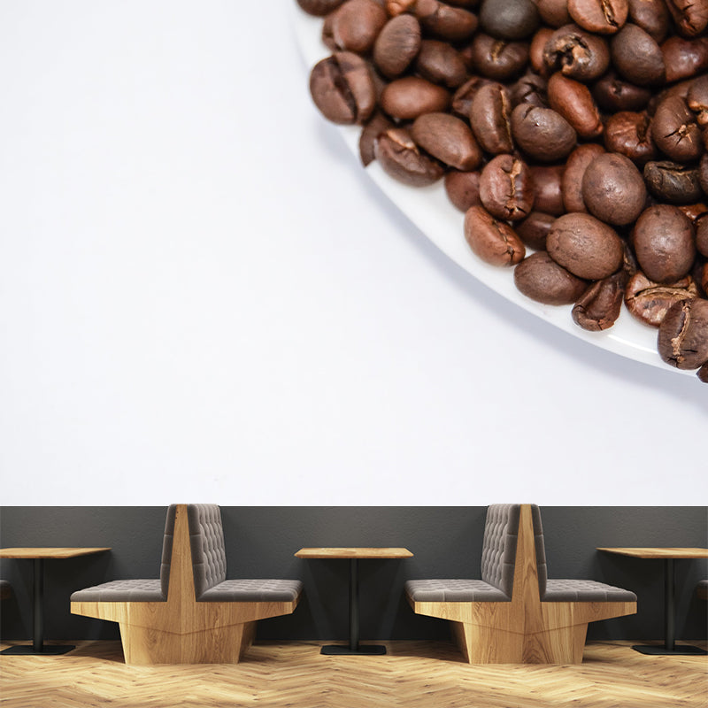 Customized Photography Coffee Beans Mural Mildew Resistant Wallpaper for Coffee Shop