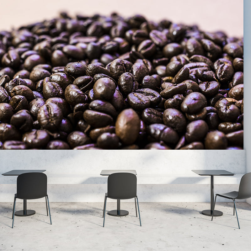 Customized Photography Coffee Beans Mural Mildew Resistant Wallpaper for Coffee Shop