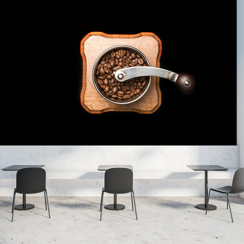 Contemporary Coffee Beans Mural Wallpaper Mildew Resistant Commerce Shop Decoration