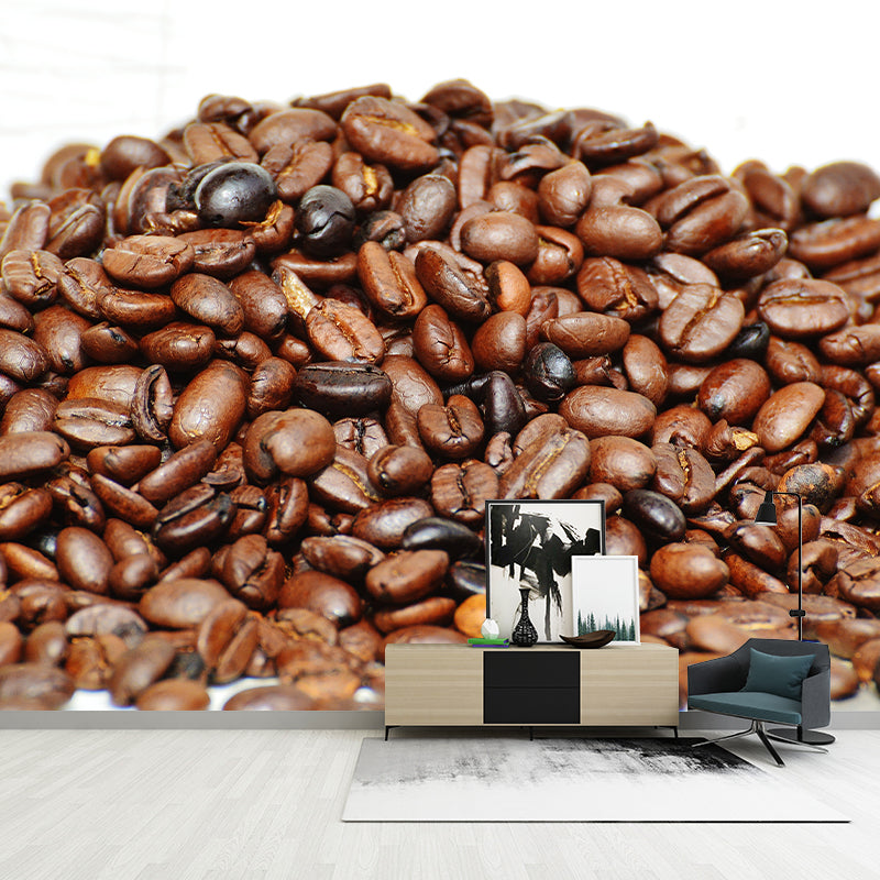 Coffee Beans Mural Wallpaper Modern Style Mildew Resistant Commerce Shop Decoration