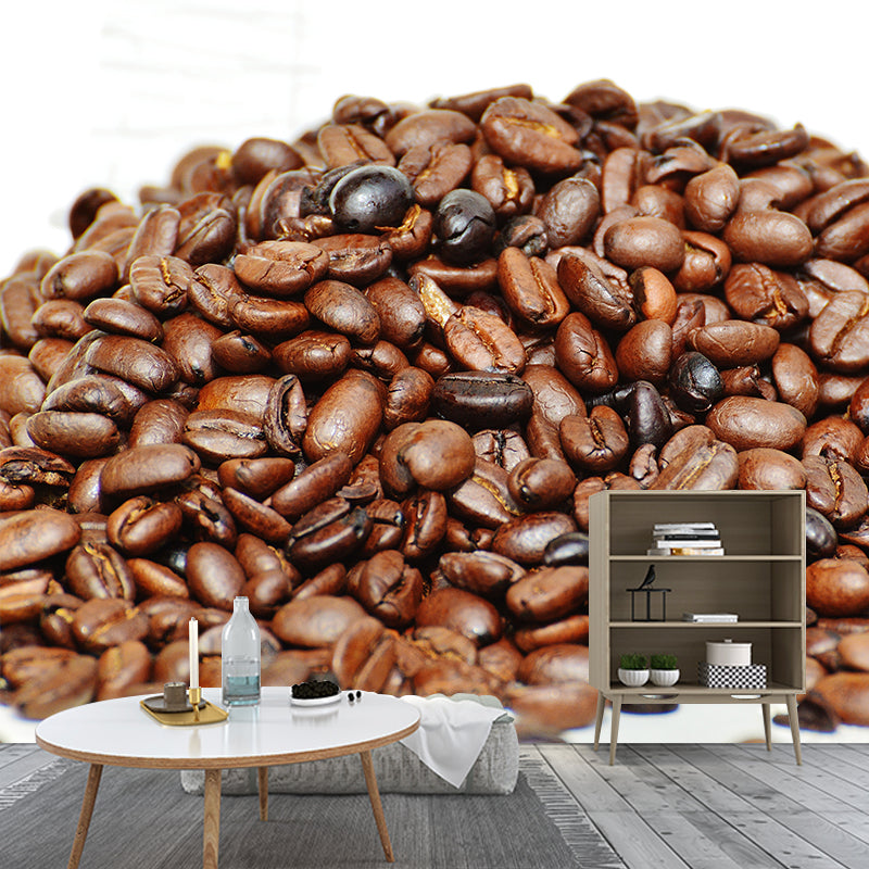 Coffee Beans Mural Wallpaper Modern Style Mildew Resistant Commerce Shop Decoration