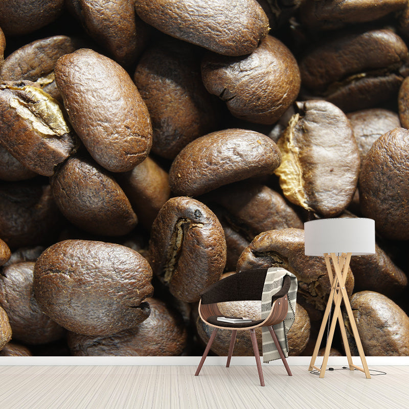 Coffee Beans Mural Wallpaper Modern Style Mildew Resistant Commerce Shop Decoration