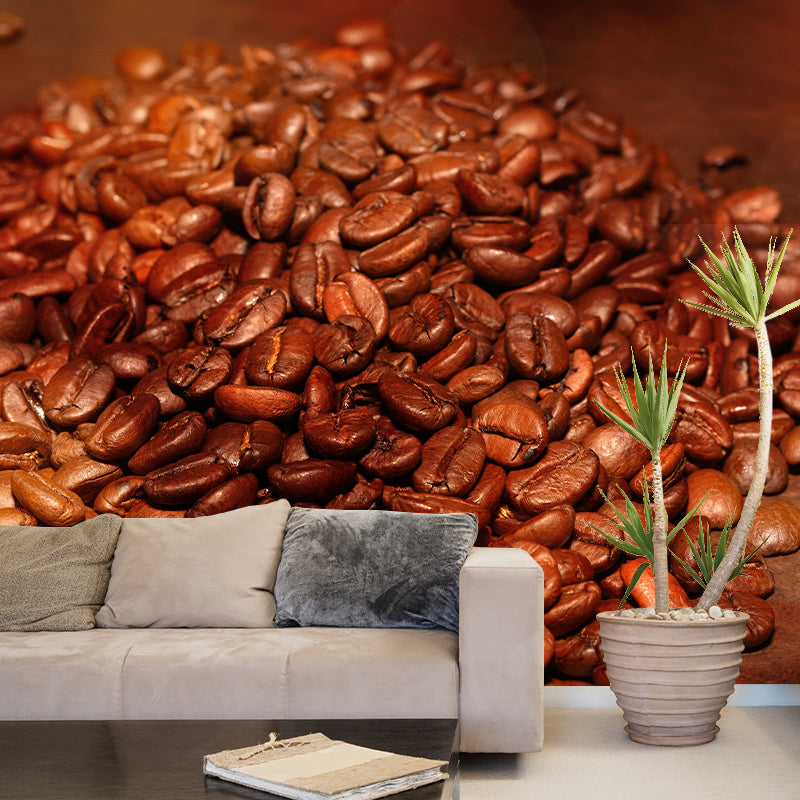 Modern Coffee Beans Mural Photography Horizontal Wall Covering for Coffee Shop
