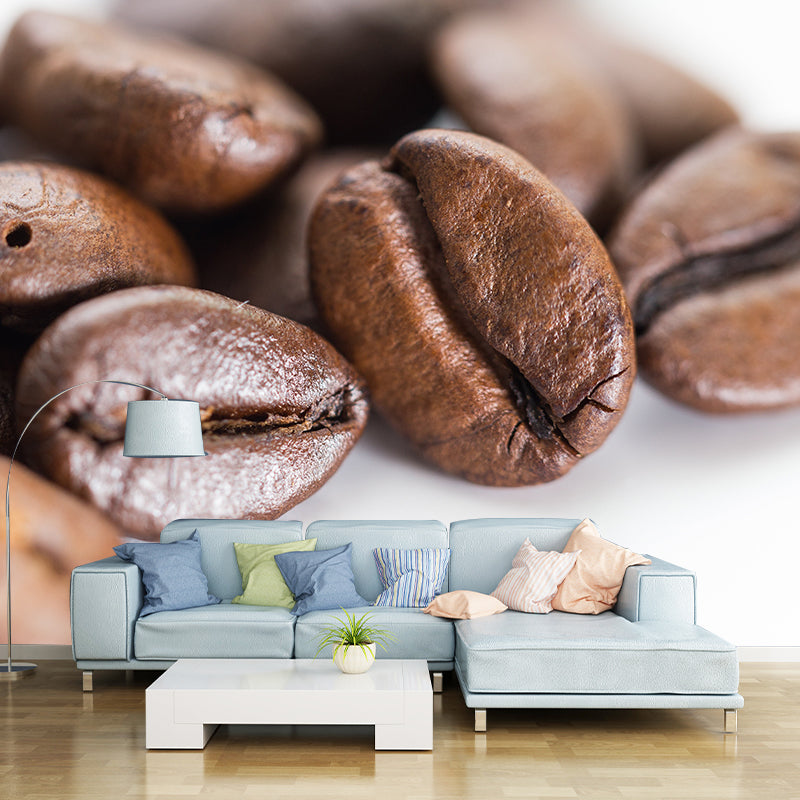 Photography Coffee Beans Mural Mildew Resistant Wallpaper for Coffee Shop
