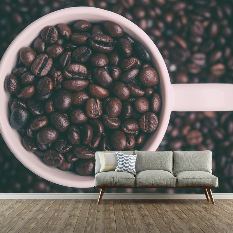 Minimalism Coffee Beans Mural Photography Horizontal Wall Covering for Coffee Shop