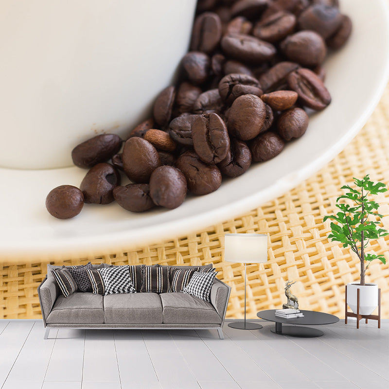 Minimalism Coffee Beans Mural Photography Horizontal Wall Covering for Coffee Shop