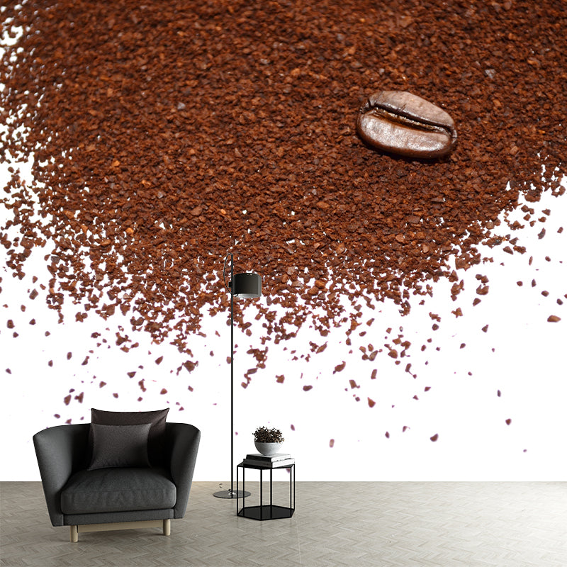 Coffee Beans Mural Wallpaper Contemporary Mildew Resistant Commerce Shop Decoration