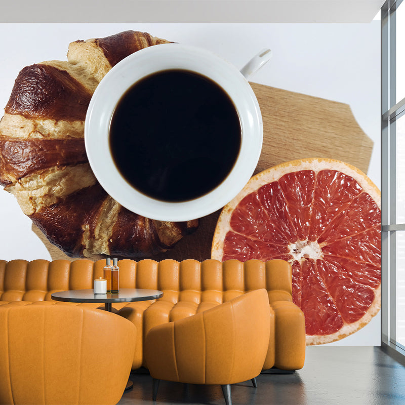 Dark Coffee Mural Wallpaper Contemporary Mildew Resistant Commerce Shop Decoration