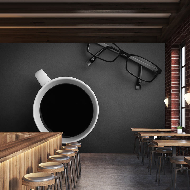 Dark Coffee Mural Wallpaper Contemporary Mildew Resistant Commerce Shop Decoration
