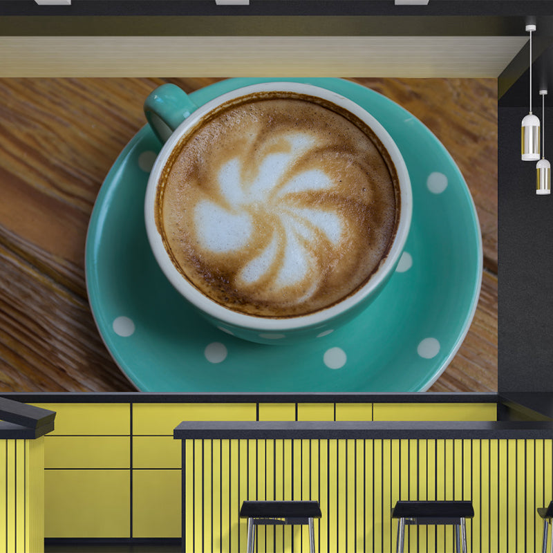 Light Color Coffee Mural Wallpaper Contemporary Mildew Resistant Commerce Shop