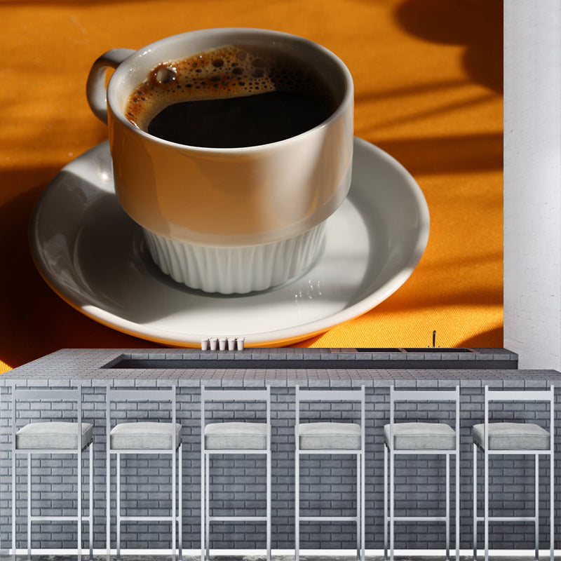 Contemporary Coffee Mural Photography Horizontal Wall Covering for Coffee Shop