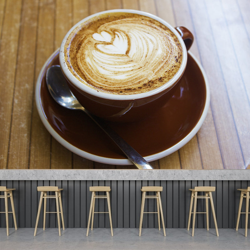 Contemporary Coffee Mural Photography Horizontal Wall Covering for Coffee Shop