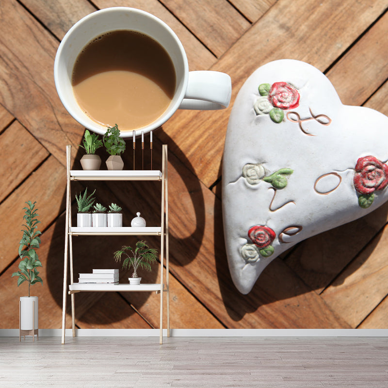 Revestimiento de pared Horizontal de fotografía Mural de café aromático de color suave para cafetería