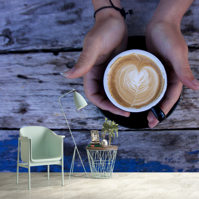 Donkere kleur koffie muurschildering behang hedendaagse schimmelbestendige winkeldecoratie