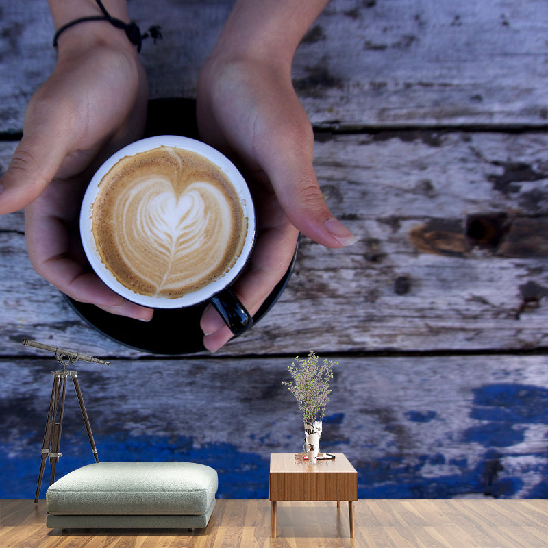 Dark Color Coffee Mural Wallpaper Contemporary Mildew Resistant Commerce Shop Decoration