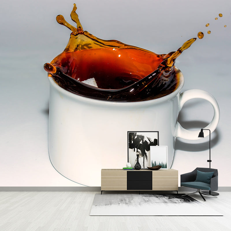 Aromatic Coffee Mural Photography Horizontal Wall Covering for Coffee Shop
