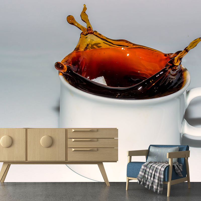 Aromatic Coffee Mural Photography Horizontal Wall Covering for Coffee Shop