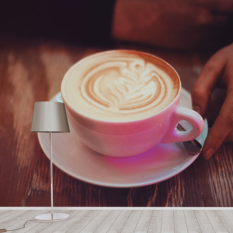 Aromatic Coffee Mural Photography Horizontal Wall Covering for Coffee Shop