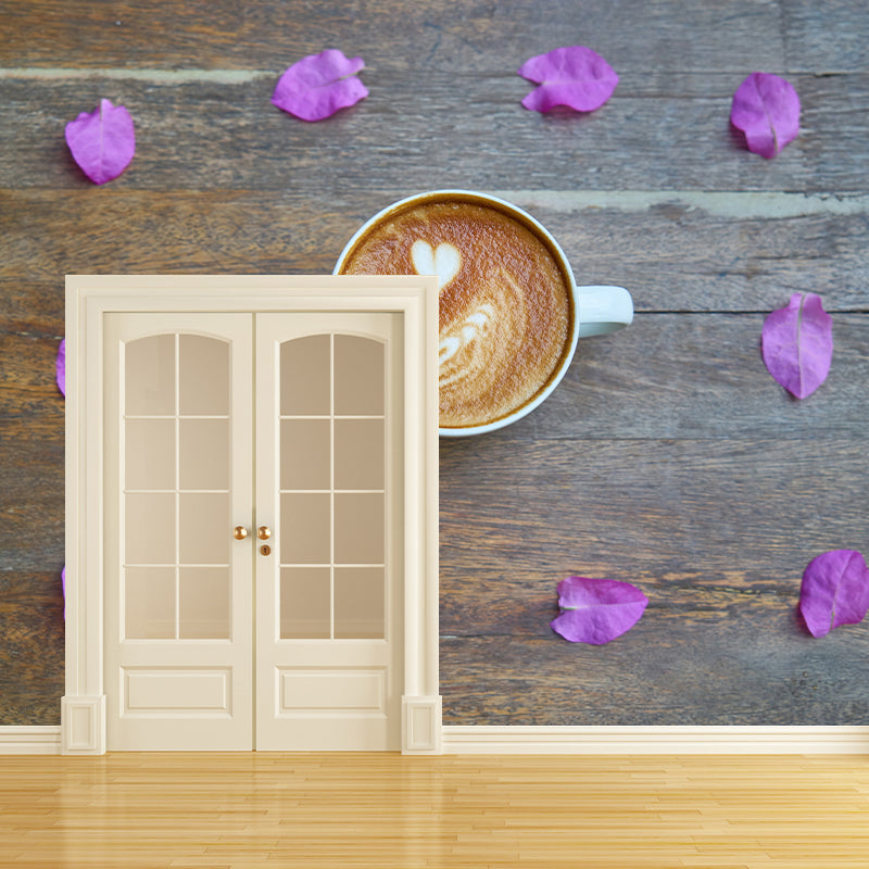 Customized Soft Color Coffee Mural Mildew Resistant Wallpaper for Coffee Shop