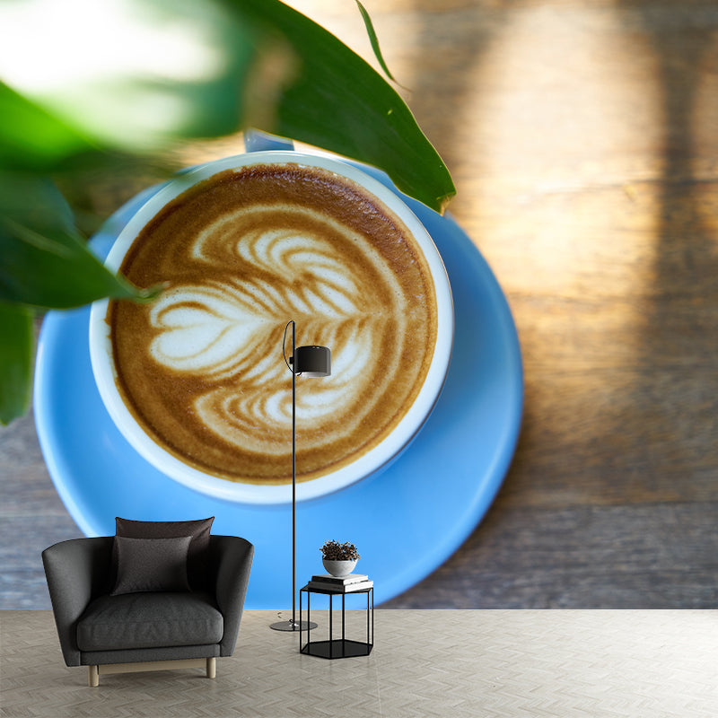 Aromatic Coffee Mural Wallpaper Contemporary Mildew Resistant Commerce Shop Decoration