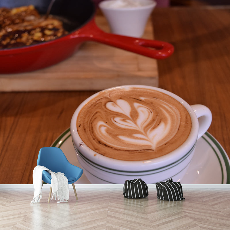 Aromatic Coffee Mural Wallpaper Contemporary Mildew Resistant Commerce Shop Decoration