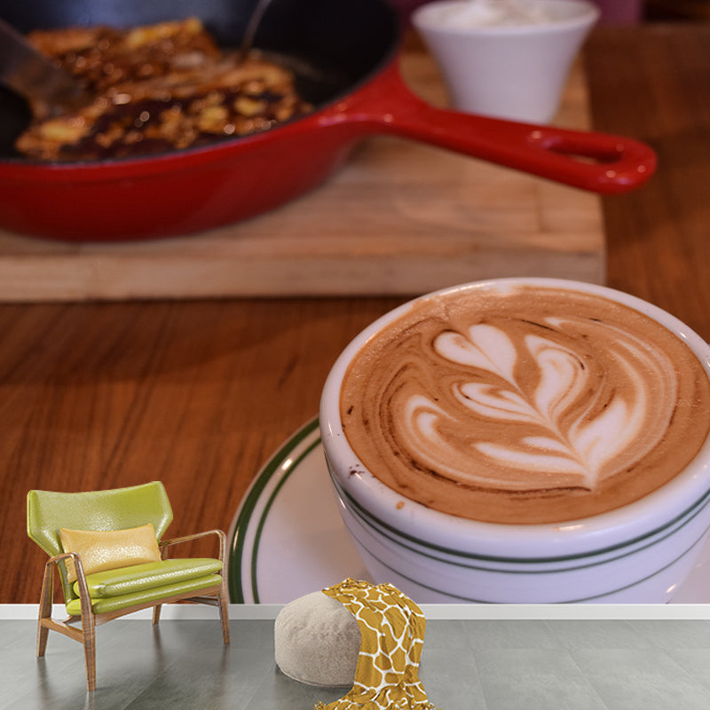 Aromatic Coffee Mural Wallpaper Contemporary Mildew Resistant Commerce Shop Decoration