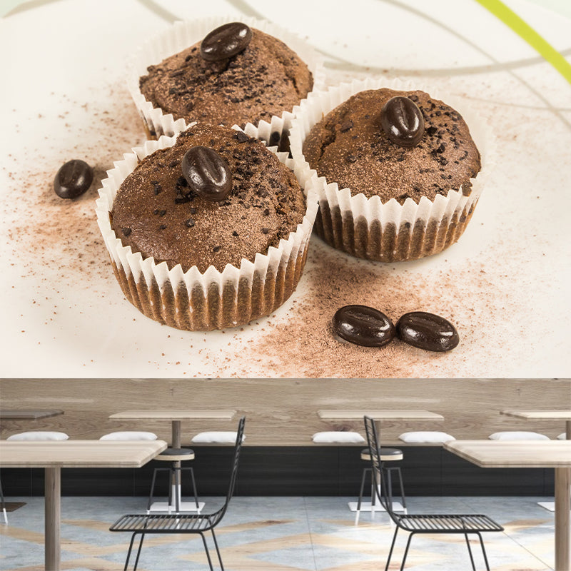 Customized Tasty Muffin Mildew Resistant Mural Wallpaper for Baking Shop