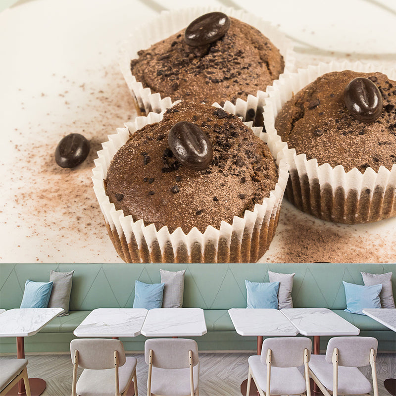Customized Tasty Muffin Mildew Resistant Mural Wallpaper for Baking Shop