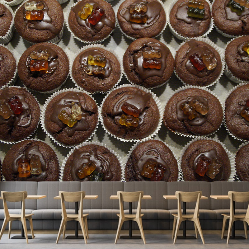 Customized Tasty Muffin Mildew Resistant Mural Wallpaper for Baking Shop