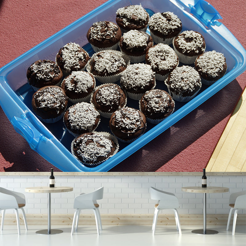 Customized Tasty Muffin Mildew Resistant Mural Wallpaper for Baking Shop