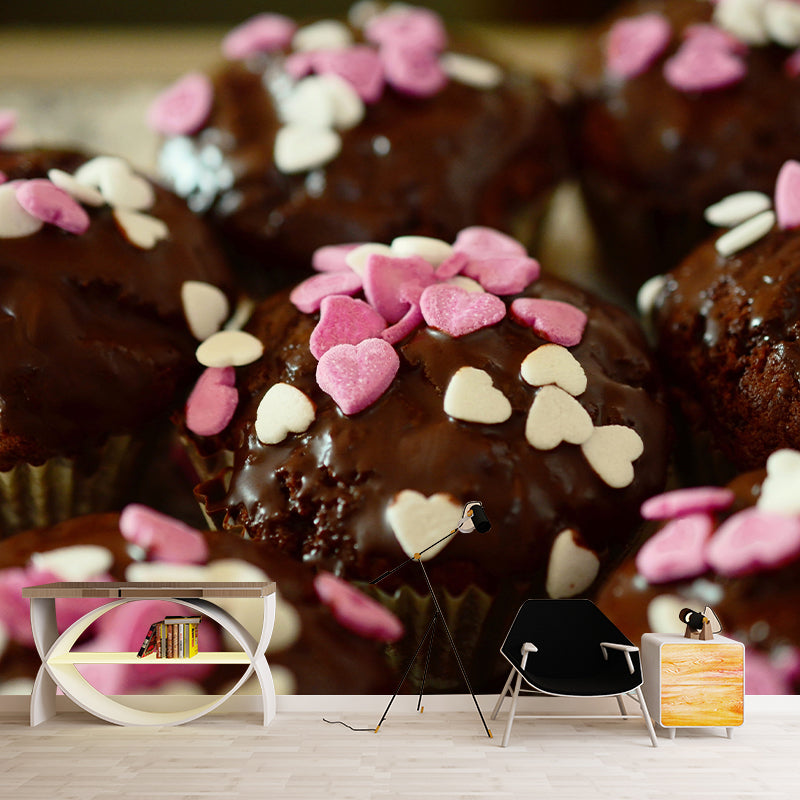 Mini Muffin Mural Wallpaper Contemporary Mildew Resistant Commerce Shop Decoration