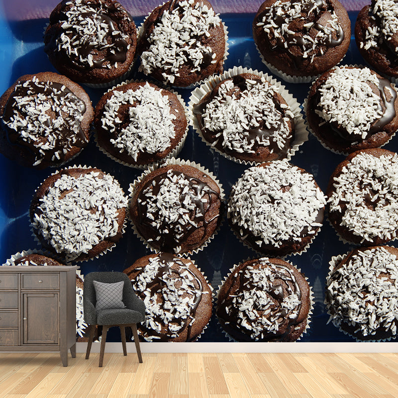 Mini Muffin Mural Wallpaper Contemporary Mildew Resistant Commerce Shop Decoration