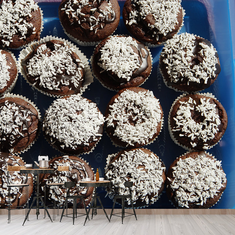 Mini Muffin Mural Wallpaper Contemporary Mildew Resistant Commerce Shop Decoration