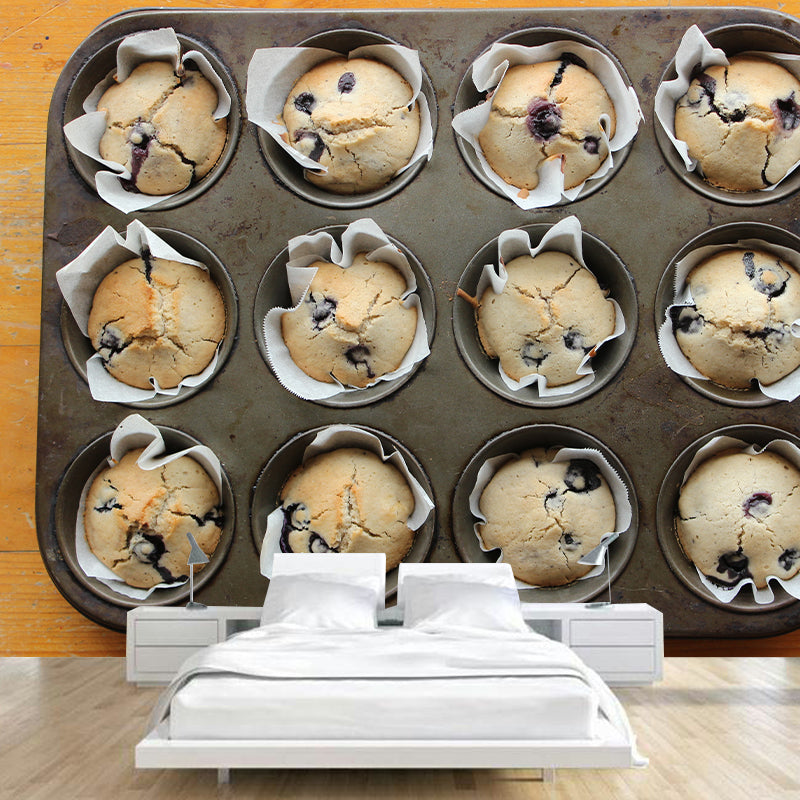 Minimalism Muffin Dessert Mural Photography Wall Covering for Dessert Shop Baking Shop