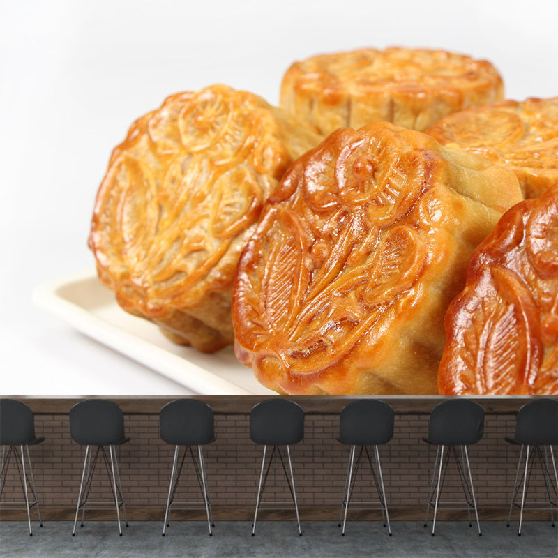 Mooncake Mural Wallpaper Contemporary Mildew Resistant Commerce Shop Decoration