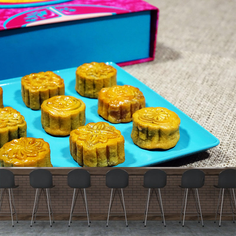 Tasty Mooncake Dessert Mildew Resistant Mural Wallpaper for Baking Shop