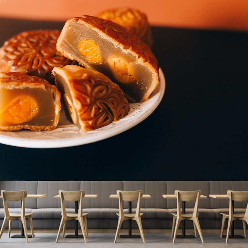 Mooncake Mural Wallpaper Simple Mildew Resistant Commerce Shop Decoration