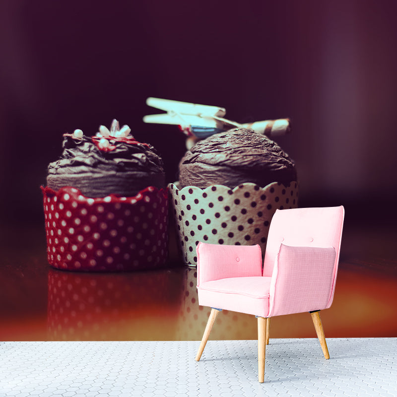 Cup Cake Mural Wallpaper Simple Mildew Resistant Commerce Shop Decoration
