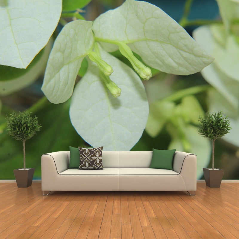 Green Leaf Mural Wallpaper Moisture Wallpaper Resistant for Bedroom Decor