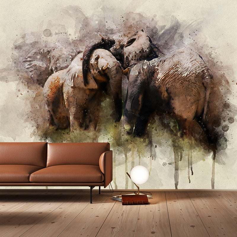 Animal Illustration Wall Covering for Living Room Moisture Resistant, Made to Measure