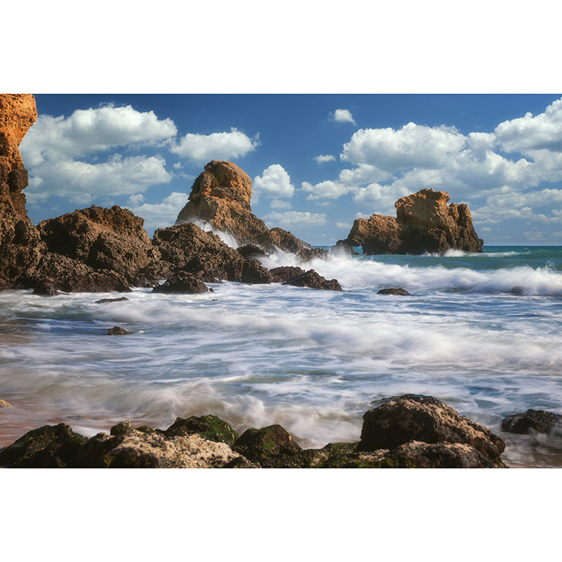 Blue Coastal Sea Wall Covering for Sitting Room Water Resistant, Made to Measure