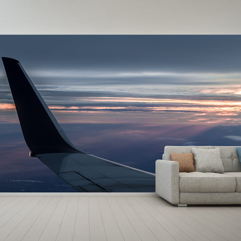Modern Airplane Transportation Mural Wallpaper for Living Room, Waterproofing