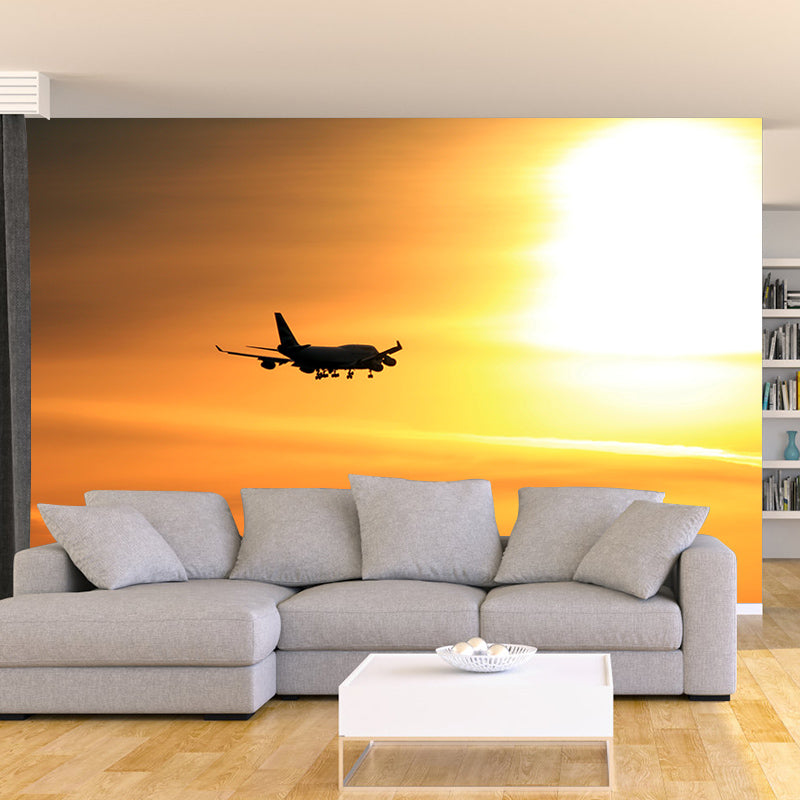 Modern Airplane Transportation Mural Wallpaper for Living Room, Waterproofing