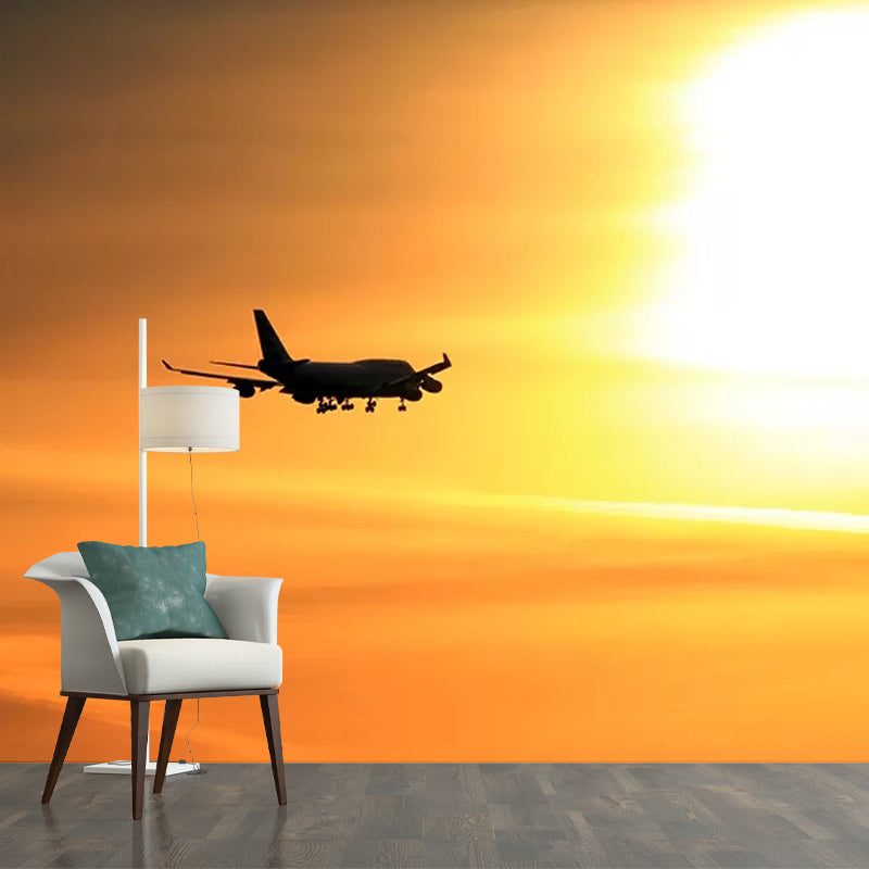 Modern Airplane Transportation Mural Wallpaper for Living Room, Waterproofing